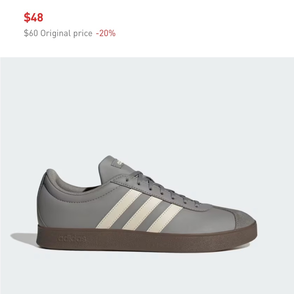 NWT Men's Adidas VL Court Base Shoes - US 13 / Charcoal Solid Grey / Alumina